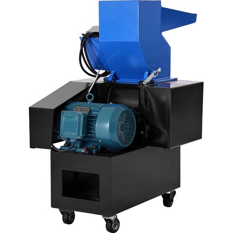 Mophorn Trituradora de botellas de plástico con motor de 2,2 kW, capacidad de 100-150 kg/h. Incluye ruedas para fácil transporte, cuchilla SDK-11 y malla de 6 mm. Dimensiones: 730 x 520 x 950 mm.