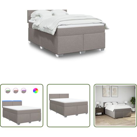 Matelas à ressorts ensachés - Sommier à lattes de lit avec matelas Taupe 160x200 cm Tissu (1/5)