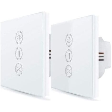 2x Interrupteur Volet Roulant Connecté, Ouverture Réglable, Commutateur Rideau Stores WiFi, Compatible avec Alexa Google Home pour Commande Vocale, Minuterie Intelligent Moteur Mural