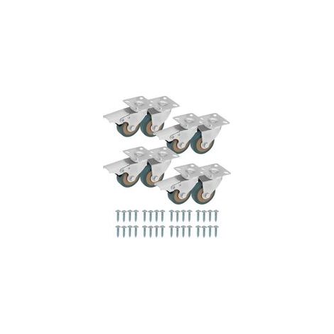 Roulette Charge Lourde Pivotante - Lot 8 Petite Roulettes pour Meubles Lourd de 50 mm en Caoutchouc avec Vis - Roues pour Chariot Chaise - Roulettes Pivotantes