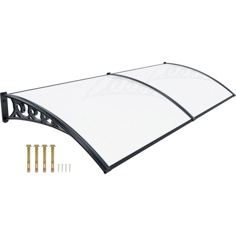 Pensilina Per Copertura In Policarbonato Alveolare Tettoia Modulabile Per Esterno Per Porte Balcone Finestre Elegante E Resistente, Trasparente (100 x 240 cm) (1/5)