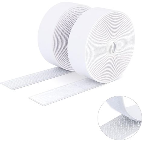 Ruban adhésif double face à crochets et à boucles, 30MM x 3M Ruban adhésif autocollant, bandes robustes, ruban à emboîtement pour cadres de photos, moustiquaires, tapis, bricolage Blanc