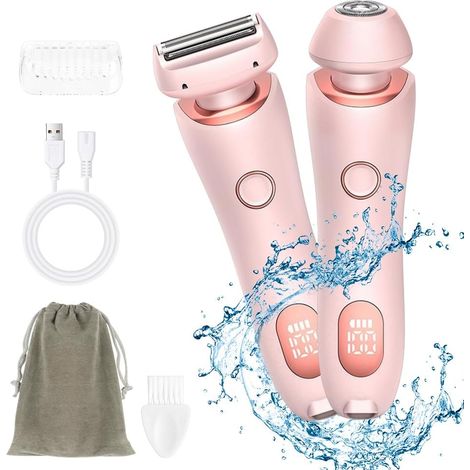 Épilateur Électrique Femme, 2-en-1 IPX7 Étanche Sans Fil Avec Technologie Wet (1/5)