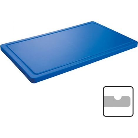 Planche découper bleu coins ronds avec rainure 50x30cm - Caterchef