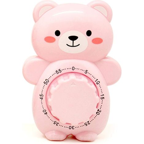 Minuteur de cuisine mécanique ourson mignon et créatif, 60 minutes, alarme, compteur, accessoires de cuisine rose