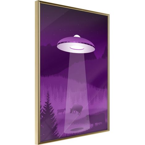Affiche Murale Encadrée "Flying Saucer" 30 x 42 cm Or