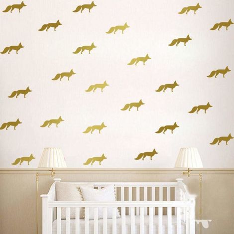 Autocollant mural vinyle forme renard décoratif pour chambre bébé chambre étudiante chambre à coucher déco maison (Rose)