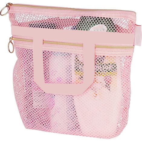 Sac De Toilette - Maille Transparente En Nylon - Séchage Rapide - Fermeture Éclair - Pour Douche Gym Voyage Plage Camping - 26 X 26 Cm - 1 Pièce (1/5)