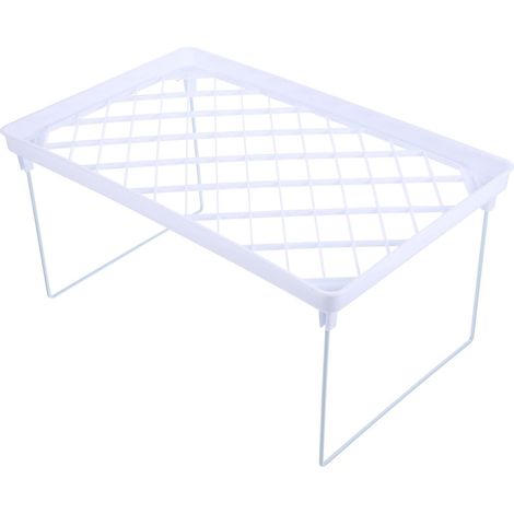Étagère de Rangement Pliable Blanche en Plastique pour Bureau, Support de Rangement à Deux Niveaux, Augmentation de l'espace sans Assemblage, Design Moderne et Épuré (1/5)