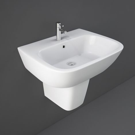 Lavabo bagno Rak serie One 60x46 cm con semicolonna in ceramica lucida (1/4)