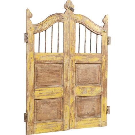 Porte en bois massif et en fer, pour une utilisation intérieure et extérieure