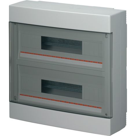Centralino da parete, 36 (2x18) moduli, con morsettiera 6x10mm, grigio, IP40, sportello reversibile fumè - Elettrocanali EC60036E (1/2)