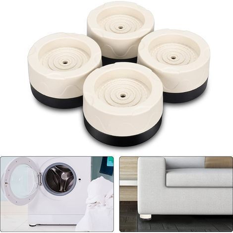 TAISHENGDA-Coussinet en caoutchouc pour machines à laver, support en caoutchouc anti-vibration 4 pièces, patins universels pour pieds de machine à laver, patin en caoutchouc anti-vibration blanc (1/5)
