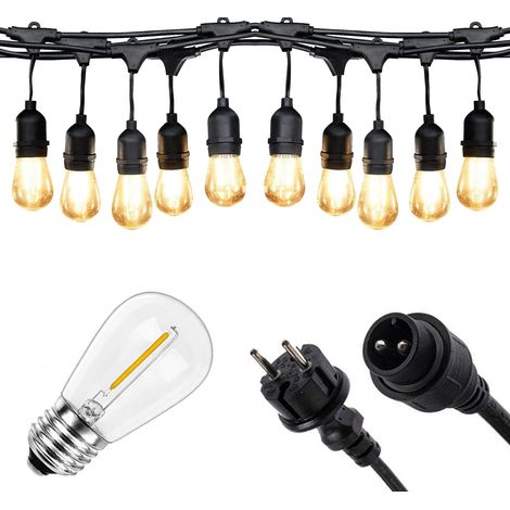 Guirnalda de luces LED para jardín exterior de 10 m, bajo consumo, IP65, SOLUCIÓN LED (1/5)