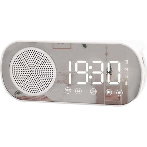 Réveil Numérique LED Radio FM Bluetooth Haut Parleur Réveille Matin (1/4)