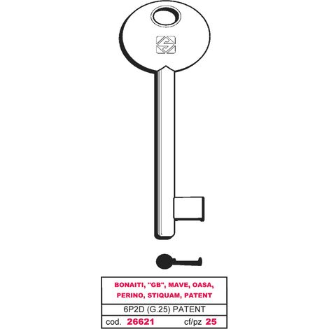 Silca CHIAVE A MAPPA 6P2D (G. VAZ 0) PATENT BONAITI 5.00 pz