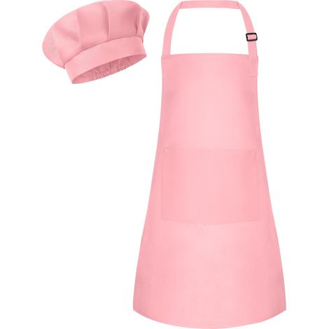 Ensemble tablier et toque de chef pour enfants - Tablier réglable avec 2 poches - Peinture de chef pour enfants - Pour la cuisine et la pâtisserie (1/5)