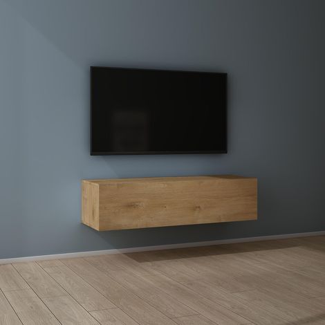 Mai & Mai Meuble TV Suspendue Armoire avec Soft-Close Table TV pour le Salon Marron Clair 120x40,2x30 cm TC002 (1/5)