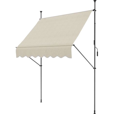 Freistehende, manuell einziehbare Markise, 2 m L x 1,2 m B x 2,1–3 m H, verstellbare Neigung, Metall, Aluminium, Polyester, sandfarben