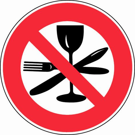 Panneau Interdit de manger ici - Rigide Ø80mm - 4020532