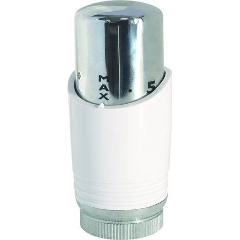 Tête thermostatique M30x1,5 design blanc/chromé pour radiateur ou sèche-serviette, contrôle précis de la température, fonction antigel, installation facile (1/3)