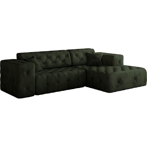 Freistehendes Ecksofa, stark gesteppt, weich, elegant LUX stoff Whisper Rechts Grün (1/4)