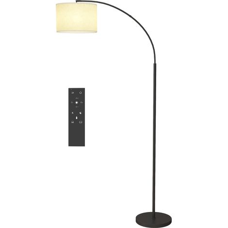 Schwarze Stehlampe mit verstellbarem Schirm, Fernbedienung, 11 Farbtemperaturen, 11 Helligkeitsstufen und Timer