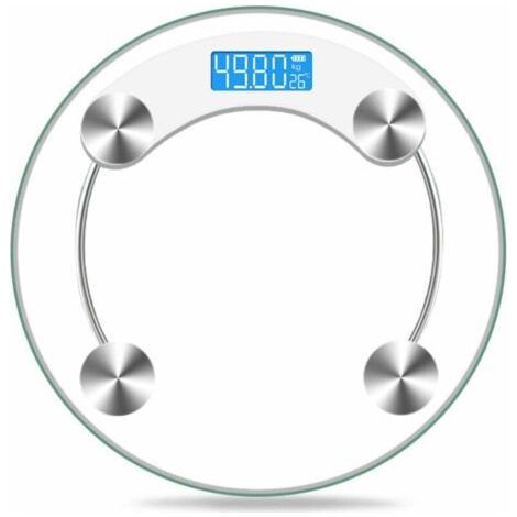 Digital glass personal scale with 180 kg capacity and LCD display, transparent white (1/4)