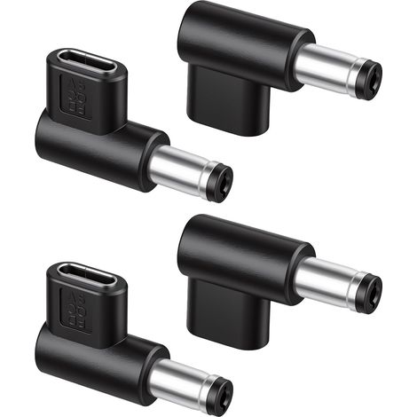 Adaptateur Déclencheur USB-C vers DC5525 Mâle 90° 9V 3A Lot de 4 (1/5)