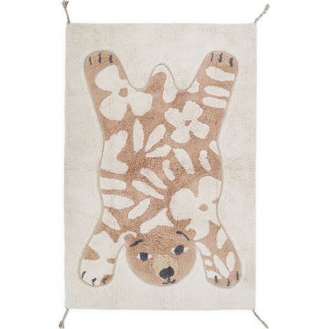 Tapis de Chambre Enfant en Coton Lavable Motif Ours avec Sous-Couche Antidérapante - PANGIVO (1/5)