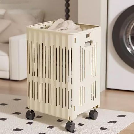 Cesto per la biancheria sporca, cesto per la biancheria di grande capacità, cesto pieghevole per la biancheria sporca, cesto per la biancheria con ruote per il bagno di casa, organizer con maniglia la (1/4)