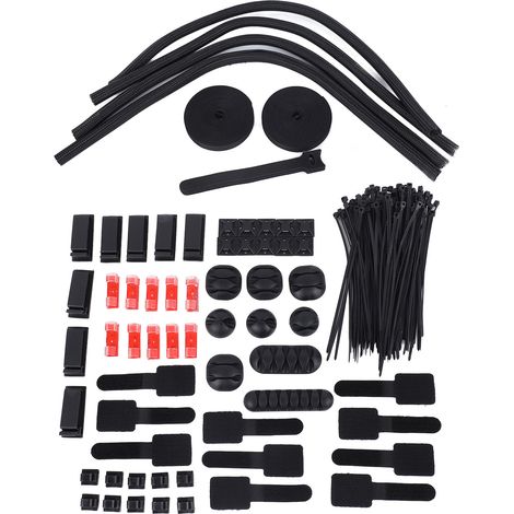 Kit de gestion de câbles 173 pièces, organiseur de fils adhésif multifonction, support pour cordons d’ordinateur, bureau, maison et électronique (1/5)