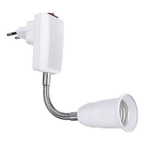 Douille E27 avec Interrupteur pour Lampe Murale Cuisine, AC 220V, Support Lampe Douille E27 à Poser, Spot Lampe Murale sans Fil pour Lampe de Lecture, Lampe de Garage (sans ampoule), Blanc (1/5)