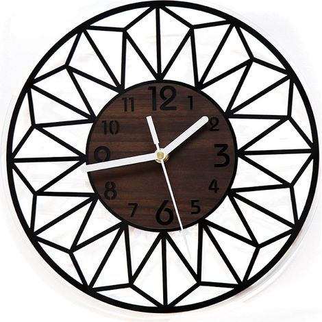 Reloj de pared de metal y madera maciza de 30 cm, silencioso, sin tictac, para sala de estar, dormitorio, cocina, oficina, reloj de pared grande, madera natural, moderno, clásico