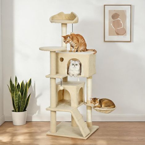 Arbre à chat beige en aglomerado de Madera Felpa 48 x 48 x 140 cm (1/5)