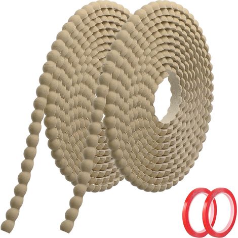 Moulure Murale Décorative Adhésive Couleur Bois 6M x 8mm Moulure en PVC Flexible avec Bordure Perlée 3D, Baguette de Finition Hydrofuge et À Peindre pour Mur, Cadre de Miroir et Bords (1/5)