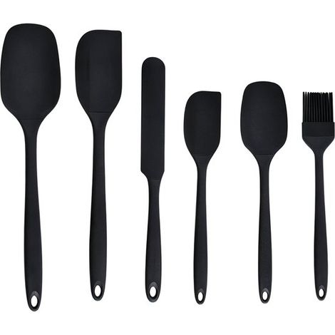 Set di 6 spatole in silicone, resistenti al calore fino a 315 °C, flessibili e antiaderenti, adatte al contatto con gli alimenti e senza BPA, ideali per la cottura al forno, colore blu. (1/5)