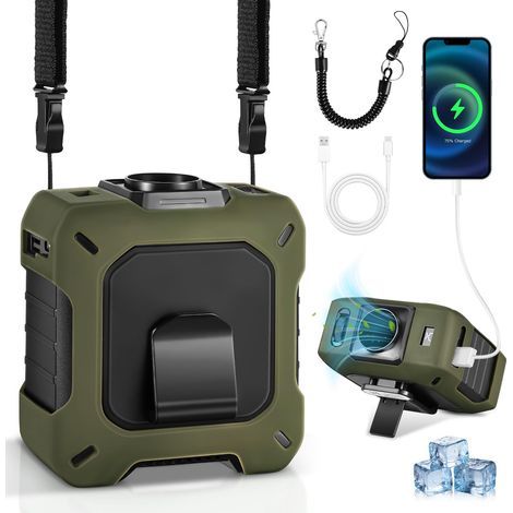 Ventilateur tour de taille portable, 10400 mAh, puissant, 100 vitesses, petit ventilateur portable, clip ceinture, ventilateur tour de cou pour voyage, cadeau pour extérieur, autonomie maximale de 33 (1/5)