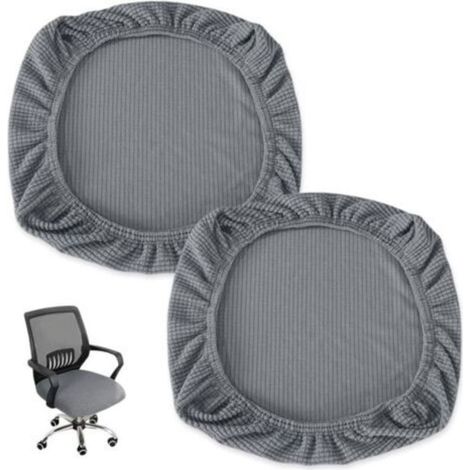 2 housses élastiques pour tabourets ronds – adaptées aux chaises de salle à manger, tabourets de bar pivotants et fauteuils de bureau – lavables en machine – couleur gris