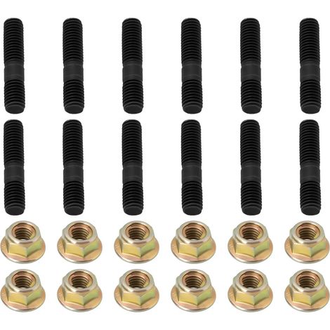 Store 12Pcs Goujons Collecteur d'Échappement M8 Kit d'Écrous Long. 39 Mm Filetage M8 X 1,25 pour Réparation Échappement Auto (1/5)