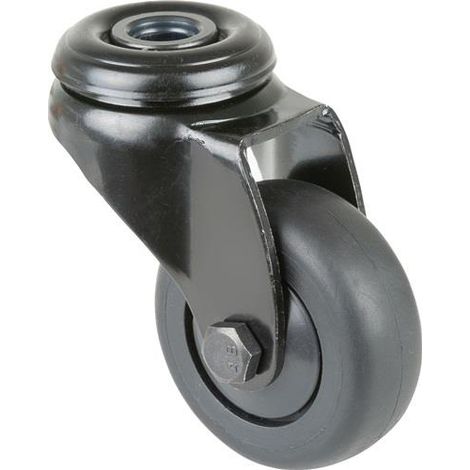 Lenkrolle D.50mm Trgf.50kg m.Rückenloch Ku.Kugell.Gum.schwarz BS ROLLEN (1/2)