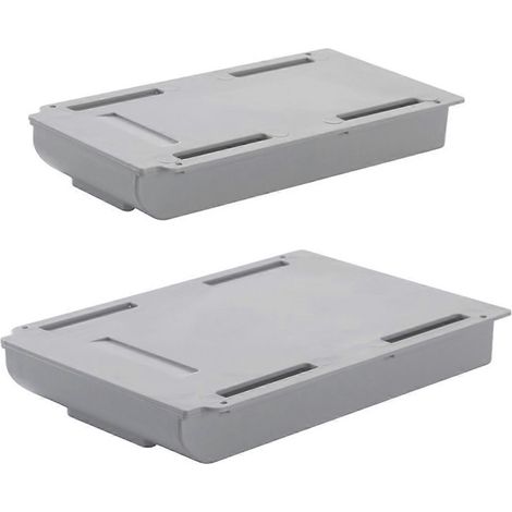 Lot de 2 tiroirs de bureau en plastique auto-adhésifs à glisser sous la table-21.8X15.5CM-Grey (1/3)