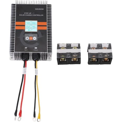 800W Boost MPPT Contrôleur de charge solaire, régulateur de panneau solaire photovoltaïque intelligent avec écran LCD Affichage des appareils électroménagers, extérieur, (1/5)