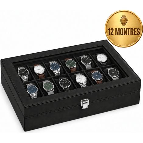 Boîte à montres Ciel Coffret à montres avec couvercle en verre Noir (1/5)