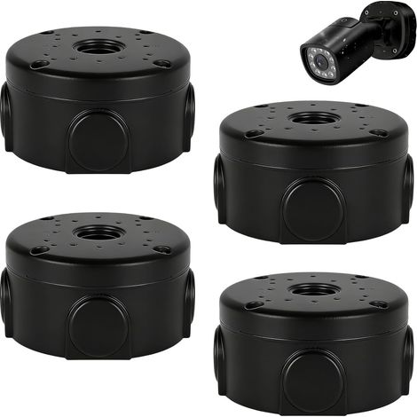 Lot de 4 boîtes de jonction étanches pour caméra de surveillance noire pour demi-dôme, boîte de jonction ABS, robuste et durable, intérieur extérieur (noir) (1/5)