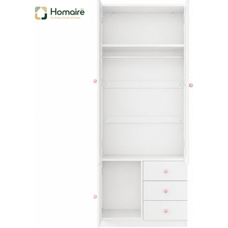 Colonnes de rangement avec tiroirs, blanc, en blanc bois 80 x 50 x 200 cm HOMAIRE (1/5)
