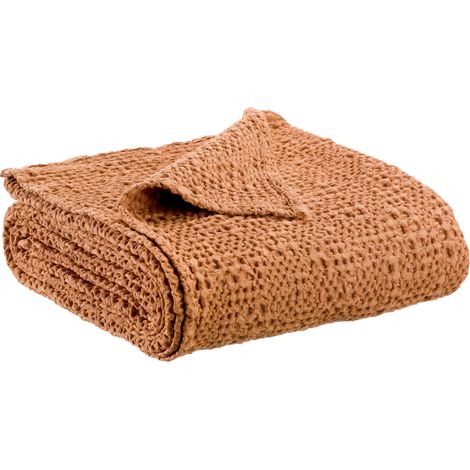 VIVARAISE - Plaid Vivaraise Tana - Plaid décoratif marron en coton 100% (140 x 200 cm) (1/5)
