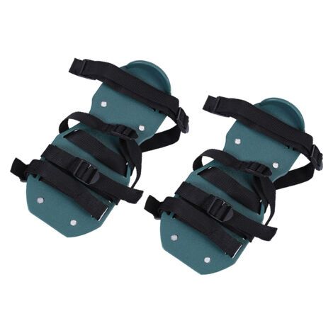 1 paire de sandales d'aérateur de pelouse chaussures à pointes d'herbe robustes avec outil de jardin à boucle (4 sangles) (1/5)