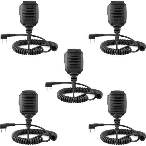 Applicable RS114 Talkie Walkie Microphone Haut-Parleur IP54 Étanche 2 Pin Compatible avec Talkie Walkie Retevis RT24 RT27 RT22 RT28 RT617 RT618 RT619 Baofeng BF-888S UV-5R Kenwood (5 pcs) (1/5)