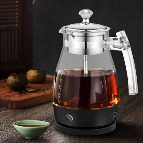 Théière électrique, bouilloire à thé avec infuseur à thé, théière en verre intelligente, fonction de réchauffage et protection contre l'ébullition à sec, 600 W, sans BPA Efficency